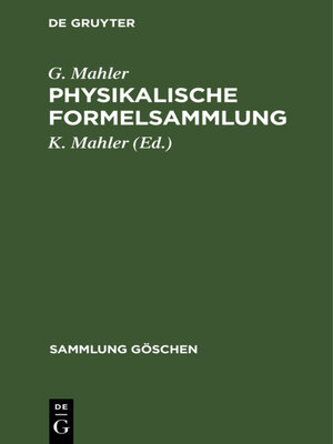 cover image of Physikalische Formelsammlung